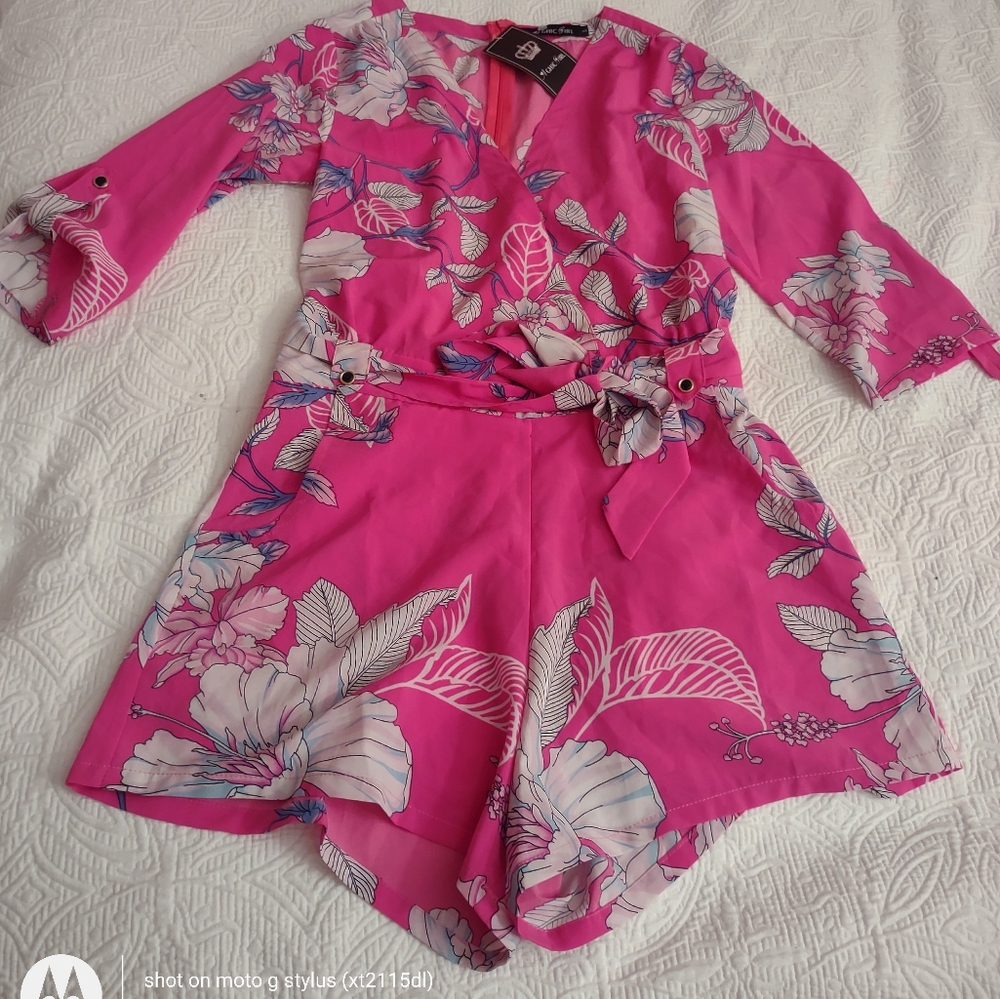 Pink 3/4 sleeves romper